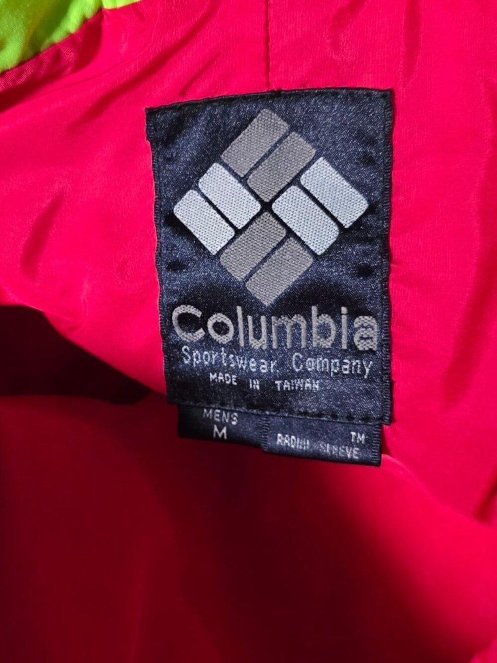 Columbia 2-in-1 Ski Jacket Mens Large 90sNeon Pink Green Blue Vintage - Picture 12 of 12